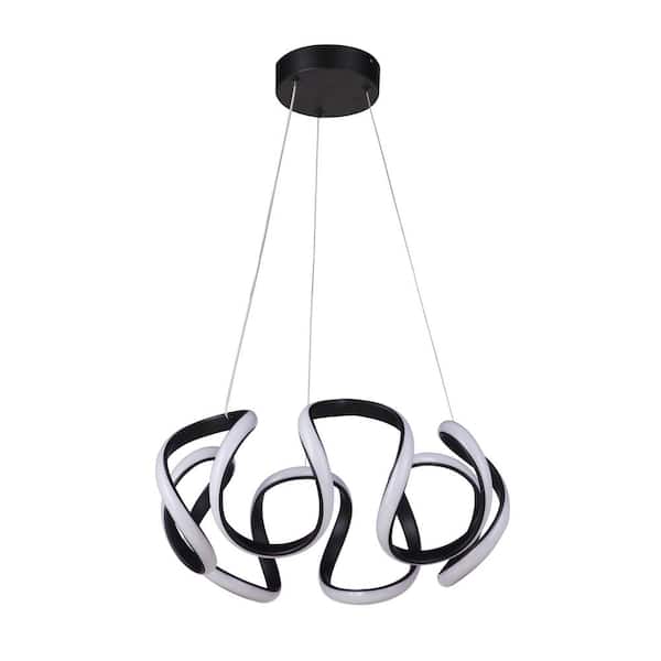 CRAFTMADE Pulse 34-Watt 11-Light Flat Black Finish Dining Kitchen Foyer Integrated LED Pendant 1-Light with Frosted Plastic Shade