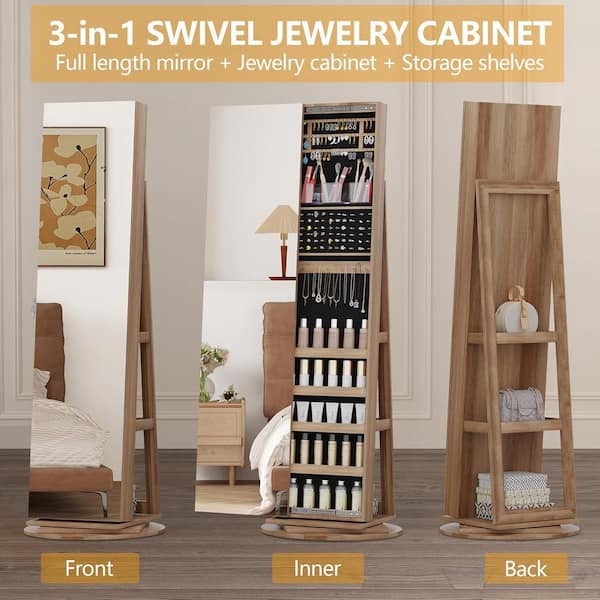 Afoxsos 360° Swivel Jewelry Cabinet with 63 in. Lockable