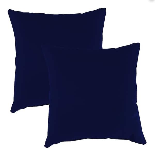 Jordan Manufacturing 16 in. L x 16 in. W x 4 in. T Square Outdoor Throw Pillow in Navy Solid (2-Pack)