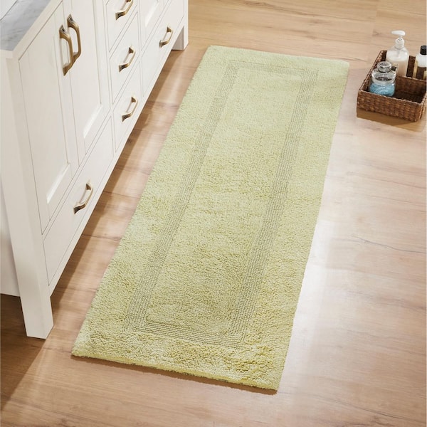 Lux Collection Sage 20 in. x 60 in. 100% Cotton Reversible Race Track Pattern Bath Rug