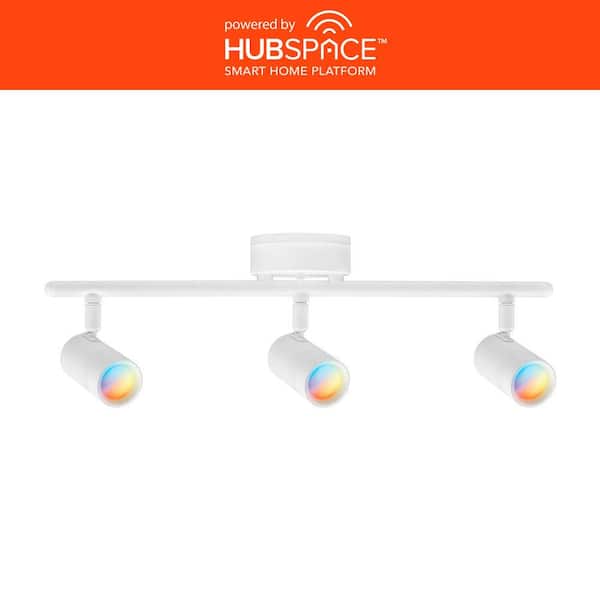 Hampton Bay Boedy 2 ft. 3-Light Smart Matte White Integrated LED Fixed Track Lighting Kit with Night Light Powered by Hubspace