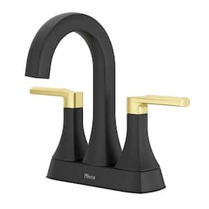 Vaneri 4 in. Centerset Double Handle Bathroom Faucet in Matte Black/Brushed Gold