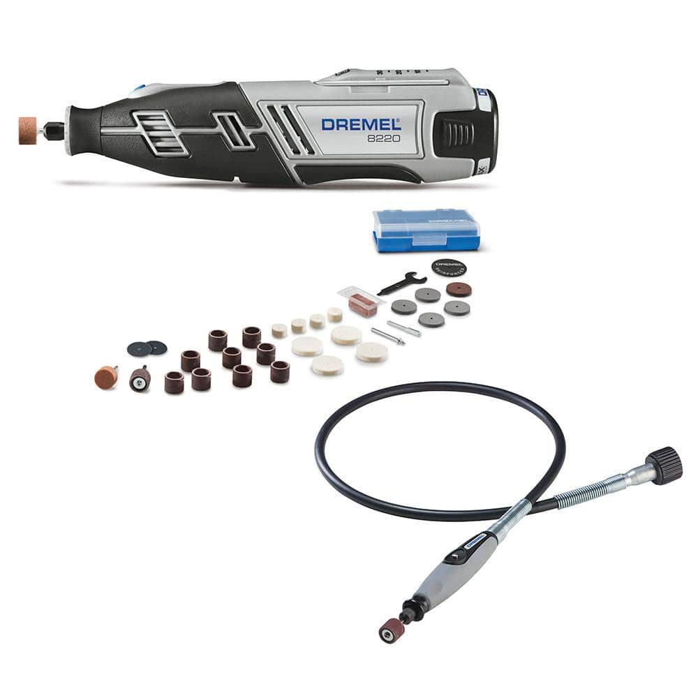 Dremel 8220 Series 12-Volt MAX Variable Speed Cordless Rotary Tool Kit with  Flex-Shaft Flexible Rotary Tool Attachment Cable 8220N/30H+22502 - The