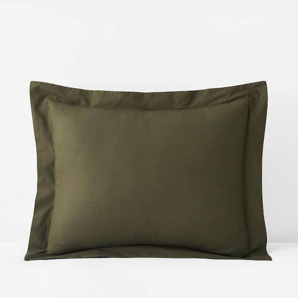 Company Cotton Garment Wash Olive Cotton Percale Standard Sham