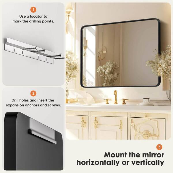 IHOMEadore 19.6 in. W x 27.5 in. H Round Framed Wall Mounted Bathroom Vanity Mirror in Gold IHOMEadore 19.6 in. W x 27.5 in. H Round Framed Wall Mounted Bathroom Vanity Mirror in Gold