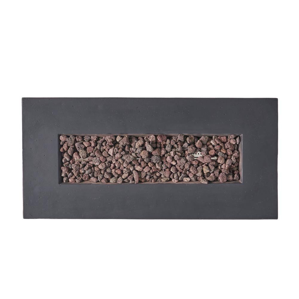 Dark Gray Lightweight Concrete Rectangular Fire Pit Table