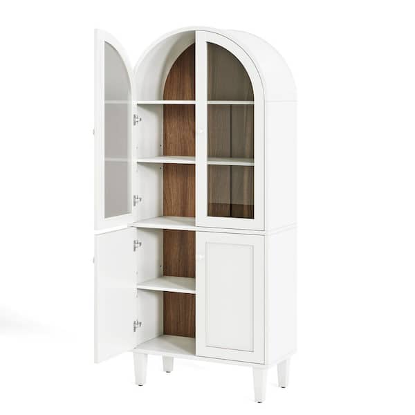 Ahlivia White 68.11 in. H Storage Cabinet with Doors and 5 Adjustable Shelves