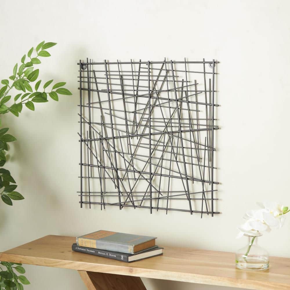 20 in. x 20 in. Black Overlapping Sticks Abstract Wall Metal Work price history on PriceWatchPro