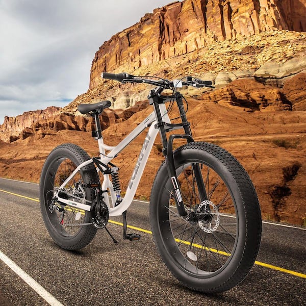 Tenleaf 26 in. x 4 in. Fat Tire Steel Frame Bike Full-Suspension