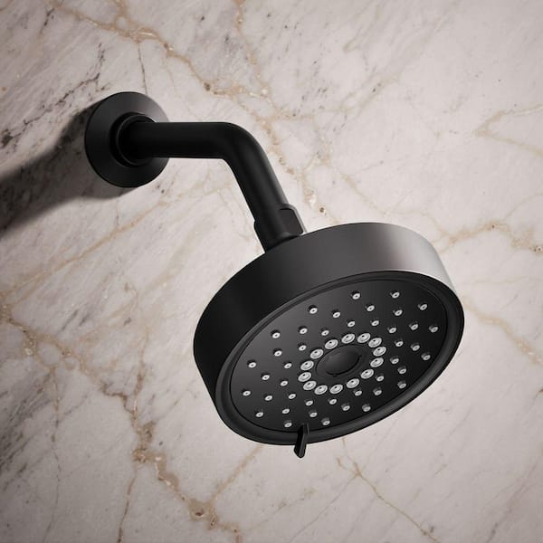 Purist 3-Spray Patterns with 1.75 GPM 5.5 in. Wall Mount Fixed Shower Head in Matte Black