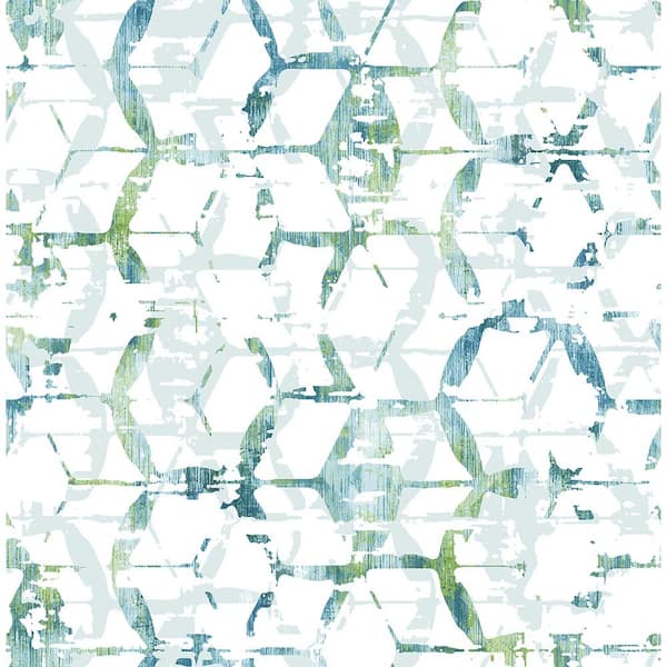 A-Street Prints Augustine Blue Distressed Geometric Paper Strippable Roll (Covers 56.4 sq. ft.)