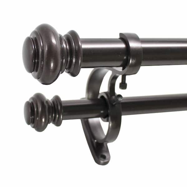 Decopolitan Urn 72 in. - 144 in. Adjustable Double Curtain Rod 1 in. in Bronze with Finial