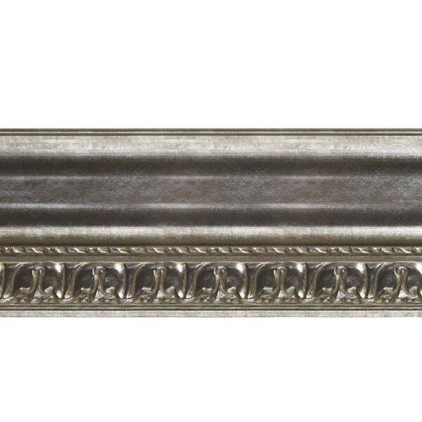 Fasade Grand Baroque 1 in. x 6 in. x 96 in. Wood Ceiling Crown Molding in Crosshatch Silver