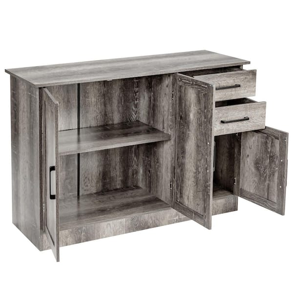 Gymax Grey Buffet Storage Cabinet Console Table Kitchen Sideboard Drawer