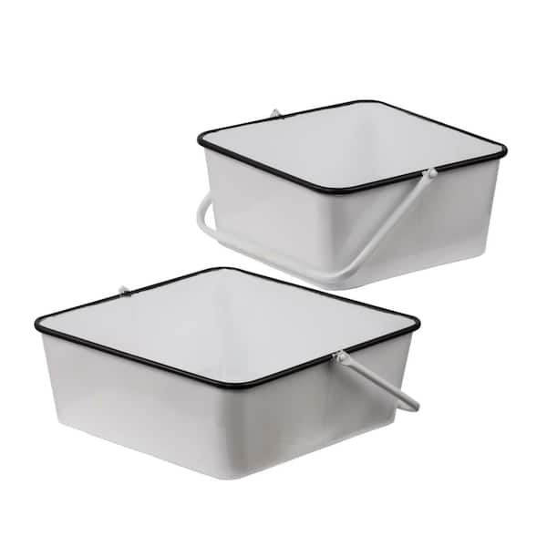 A & B Home Square White Classic Vintage Metal Baskets (Set of 2)