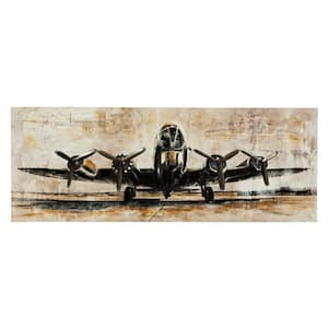 Brown and Black Wooden Framed Airplane Print Gallery Wrapped Wall Art
