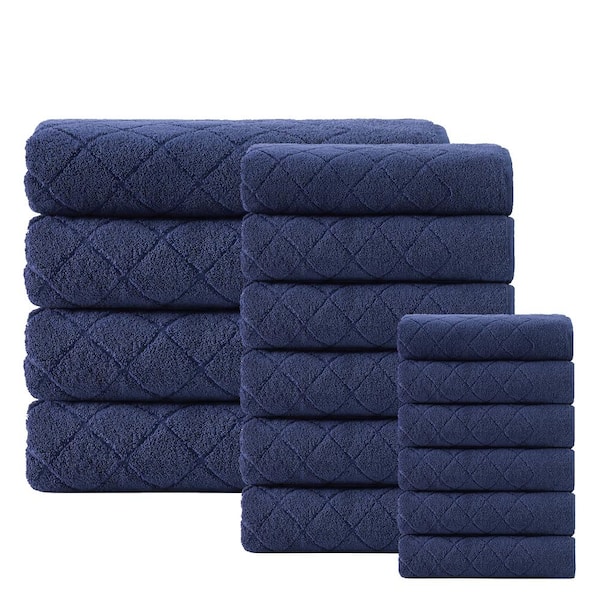 Unbranded Gracious 16-Pieces Navy Turkish cotton Towel Set