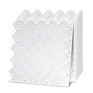 10 in. x10 in.  Backsplash Tile for Kitchen Self Adhesive Vinyl Peel and Stick Wall Tile Backsplash in White (10-Pack)