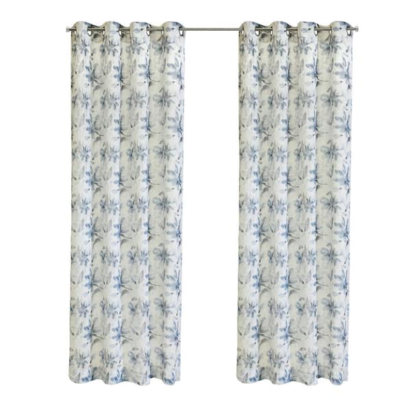 Habitat Florence Multi Polyester Faux Linen 52 in. W x 108 in. L Grommet Indoor Sheer Curtain (Single Panel)
