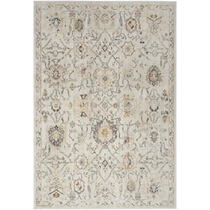 Oushak Home Grey 4 ft. x 6 ft. Floral Traditional Area Rug