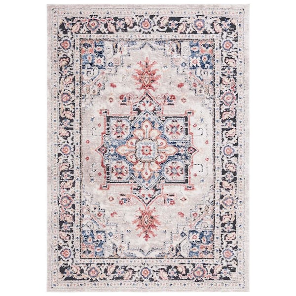 SAFAVIEH Luna Beige 4 ft. x 6 ft. Border Medallion Area Rug