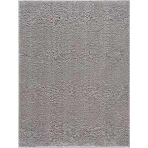 Judy 5 ft. X 7 ft. Light Gray Solid Shag Rubber Backing Soft Machine Washable Area Rug