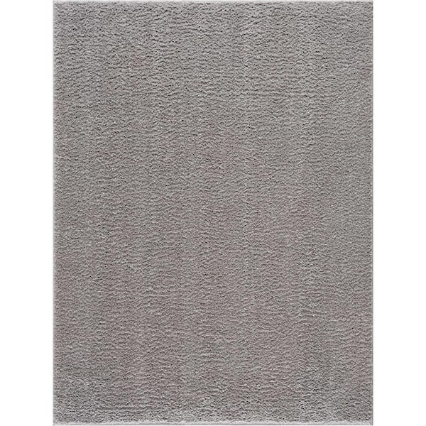 Judy 5 ft. X 7 ft. Light Gray Solid Shag Rubber Backing Soft Machine Washable Area Rug