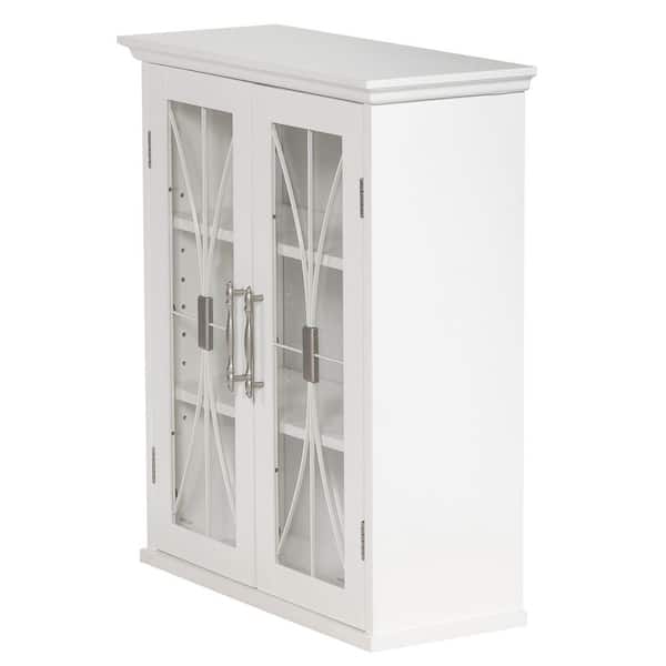 Delaney 20-1/2 in. W x 24 in. H x 8-1/2 in. D Bathroom Storage Wall Cabinet with 2 Glass Doors in White