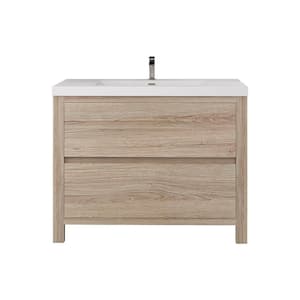 Louis 42 in. W x 20 in. D x 35 in. H Single Sink Freestanding Bath Vanity in White Oak with White Acrylic Top