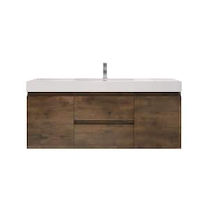 Fortune 60 in. W Bath Vanity in Rosewood with Reinforced Acrylic Vanity Top in White with White Basin