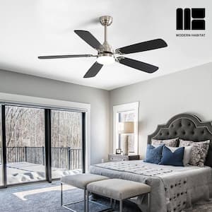 WhisperBloom Blade Span 52 in. Indoor Brushed Nickel Ceiling Fan with LED Light Bulbs and Remote Control