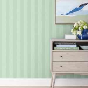 Ava Stripe Willow Green Non-Pasted Wallpaper Roll (Covers 52 sq. ft.)