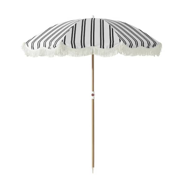 6 ft. Metal Patio Umbrella with Tassel, Black