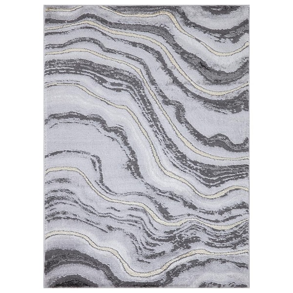 Concord Global Trading BrightonCollection Marble Gray 3 ft. x 5 ft. Abstract Area Rug