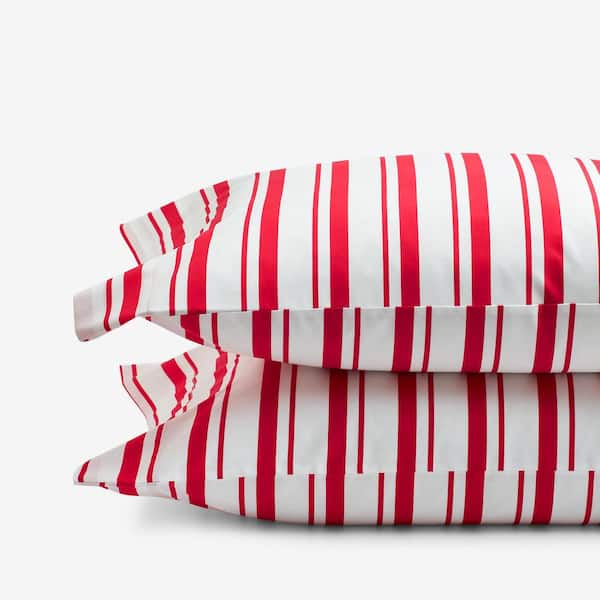 Company Kids by The Company Store Company Kids Stripe Red Organic Cotton Percale Standard Pillowcase (Set of 2)