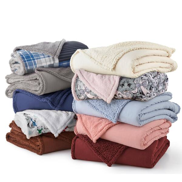 Micro Flannel Queen Wedgewood Sherpa Back Polyester Blanket