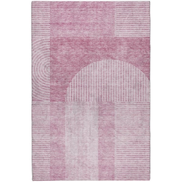 Dream Shag Premium Machine Washable Abstract ADS711 Blush 3 ft. x 5 ft. Area Rug