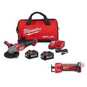 M18 FUEL 18-Volt Lithium-Ion Brushless Cordless 4-1/2 in./6 in. Grinder with Paddle Switch Kit w/Cut-Out Rotary Tool