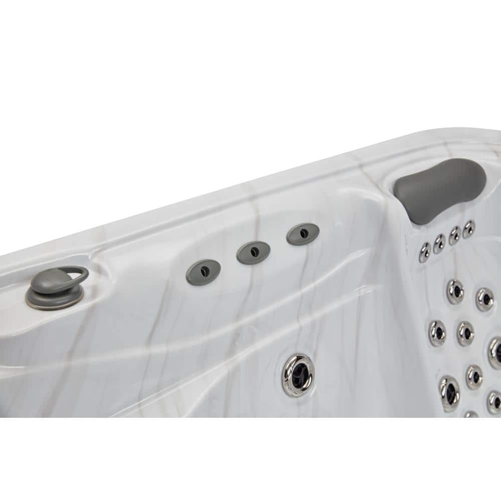 Gray and White 5-Person Luxury Hot Tub with Jets and Ozonator
