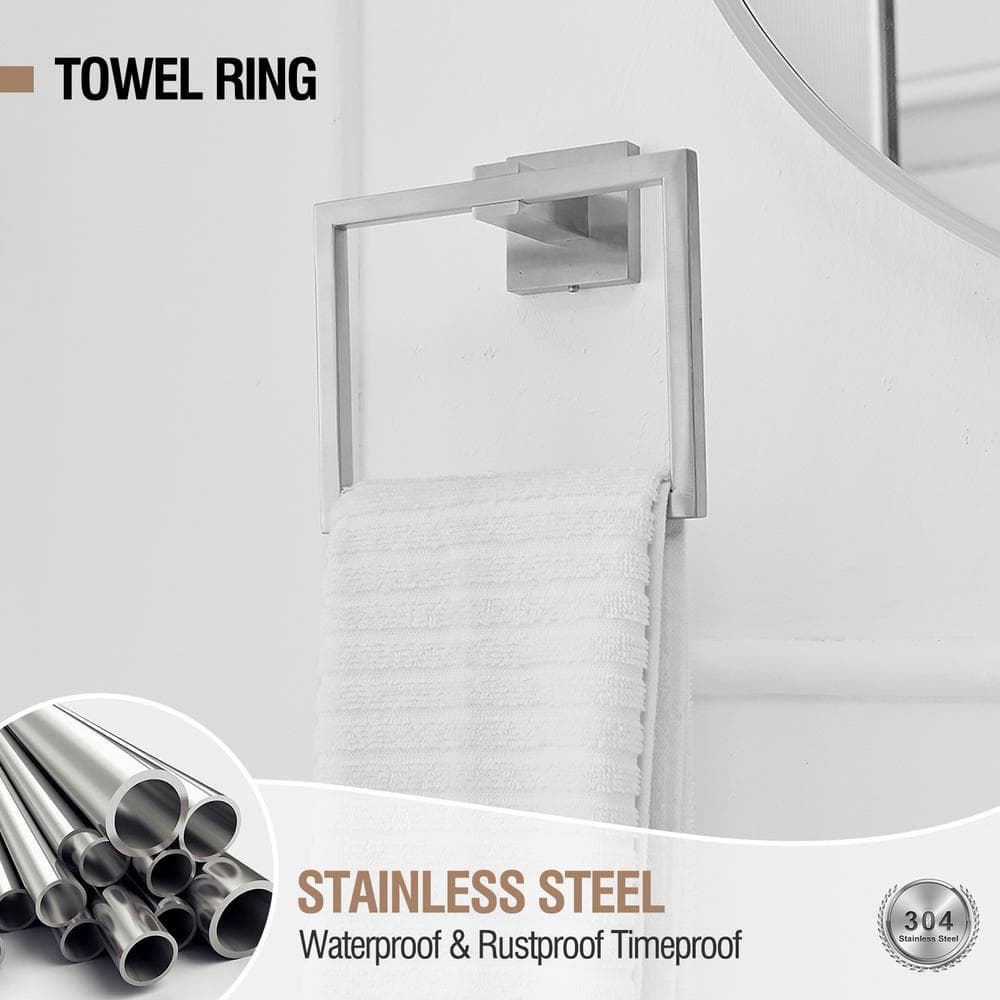 Brushed Nickel 5-Piece Stainless Steel Bath Hardware Set