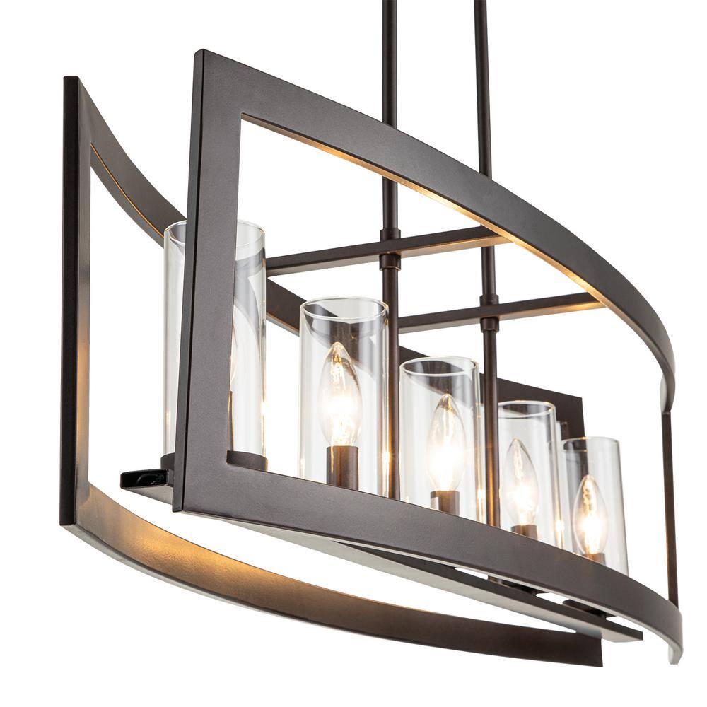 Oil Rubbed Bronze 5-Light Industrial Cage Pendant