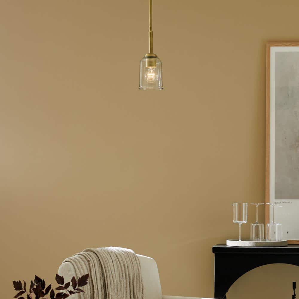 Shailene 1-Light Natural Brass Traditional Shaded Kitchen Mini Hanging Pendant Light with Clear Glass price history on PriceWatchPro