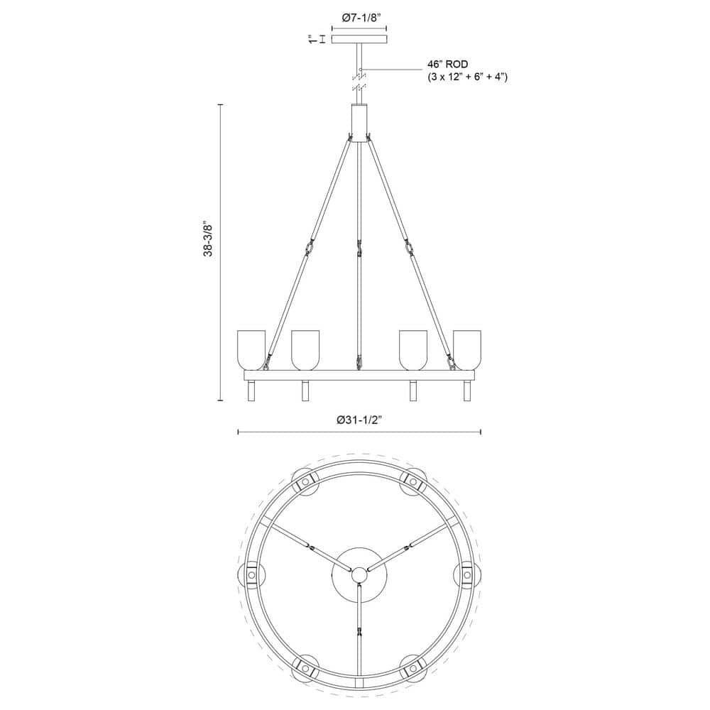 Urban Bronze and Alabaster 6-Light Wagon Wheel Chandelier