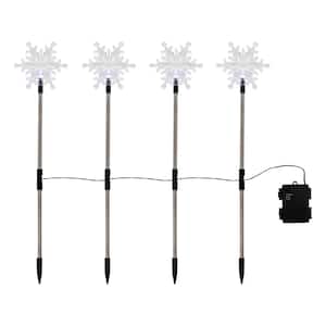 15 in. Battery Operated Snowflake Yard Lights (Set of 4)