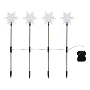 Wintergreen Lighting 24 in. 380-Light LED Cool White 40 Point Hanging Snowflake Decor