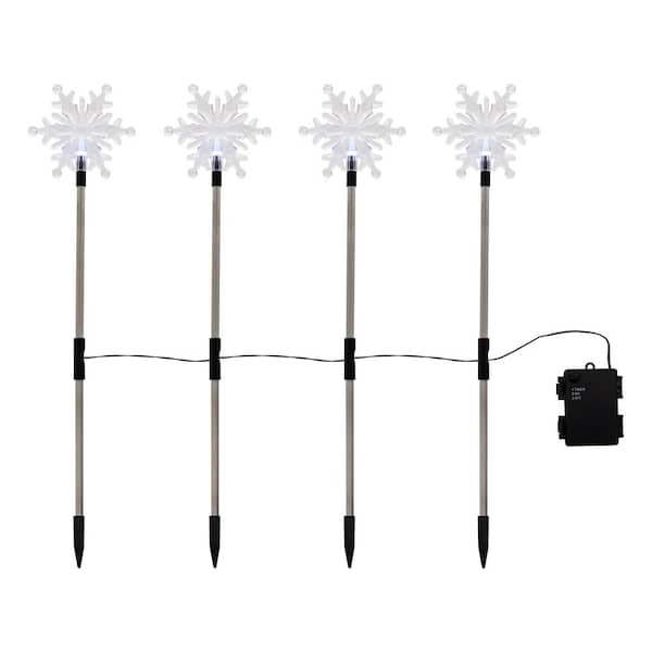 LUMABASE 15 in. Battery Operated Snowflake Yard Lights (Set of 4)