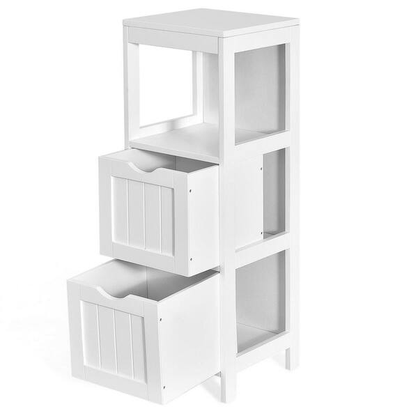 Gymax 12 in. W Bathroom Floor Linen Cabinet Wooden Free Standing Storage  Side Organizer W/4 Drawers White GYM02457 - The Home Depot