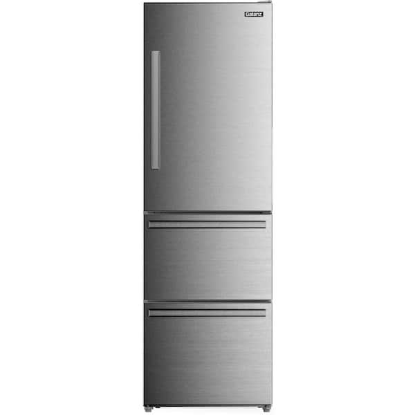 Galanz 24.4 in. W 12.4 cu. ft. Frost Free Bottom Freezer Refrigerator in Stainless Steel with Ice Maker