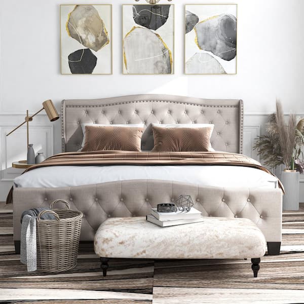 Furniture Of America Miraga 80 In W, Mariah Eastern King Upholstered Panel Bed Frame