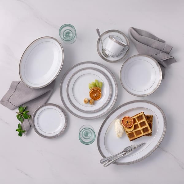 Noritake Crestwood Platinum 50-Piece (Platinum) Porcelain